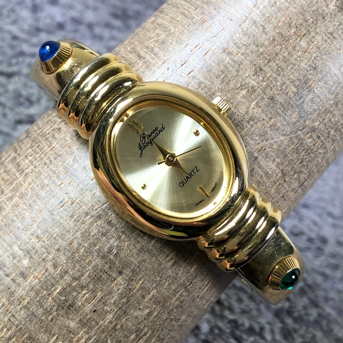 Pierre Jacquard Ladies Watch White Dial Gold Tone Stainless Stretch Bracelet 202 Peugeot Women Watch Gold w/ Cream Ceramic Bracelet and  main image 4