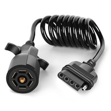 7 Way to 5 Way Coiled Trailer Wiring Harness 5FT Heavy Duty 7Pin to 5Pin Cable