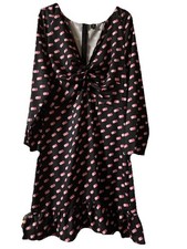 Shein Curve Allover Print Twist Front Ruffle Hem Dress Size 2XL