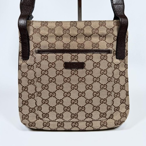 GUCCI 122793 001998 GG 2way Crossbody Shoulder Bag Leather Canvas Brown Vintage - Picture 21 of 24