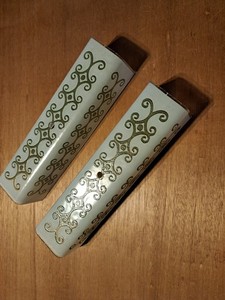 PAIR OF VINTAGE MCM 15" U SHAPED BATHROOM VANITY LIGHT FIXTURE SHADE LIGHT GREEN