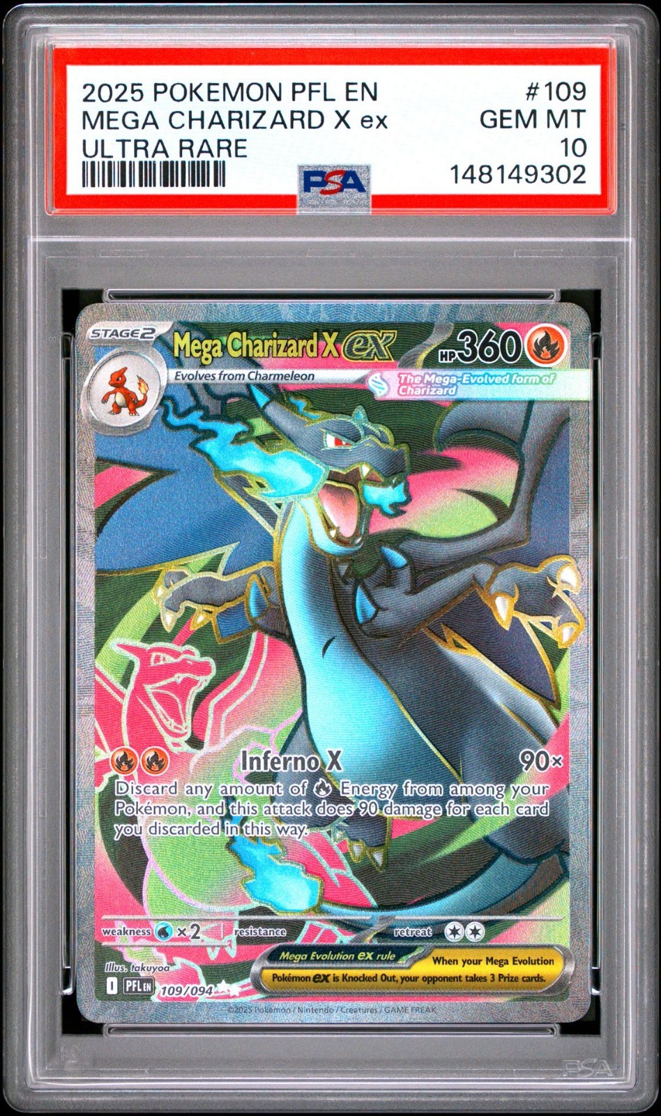 Pokemon Mega Charizard X Ex Phantasmal Flames Ultra Rare #109 PSA 10 Gem Mint