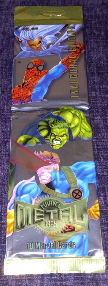 1 1995 Marvel Metal Inaugural Edition 10 Card Sealed Rack Pack  - Image 2 of 3