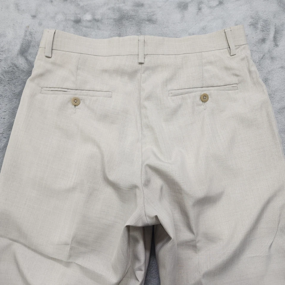 Pantalones Kenneth Cole Reaction Para Hombre 30X30 Beige Caqui Frente Plano Pierna Recta Foto 3 de 4
