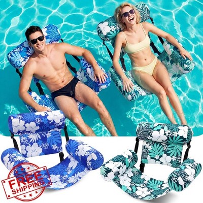 Blueweenly 2pk Pool Float Chair Flower Blue Green