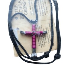 The Disciple's Cross Shield Pink Horseshoe Nail Christian Necklace NIP