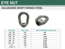 Hot Dipped Galvanized Eye Nut Tap Thread Drop Forged Carbon Steel