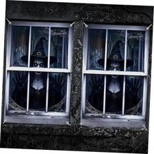 2 Pack 47 x 31.5 Inch Halloween Witch Window Curtain Covers   Creepy Haunted
