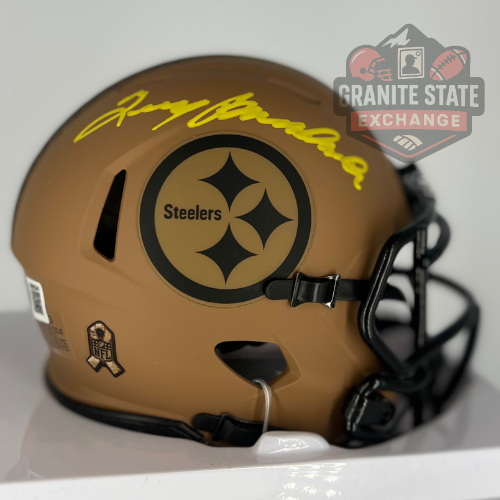 TERRY BRADSHAW Autographed Signed Pittsburgh Steelers Salute to Service Alternate Mini Helme 
