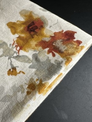 Calvin Klein Watercolor Blooms Tablecloth 60x114  Cotton Gold Rust Gray Autumn