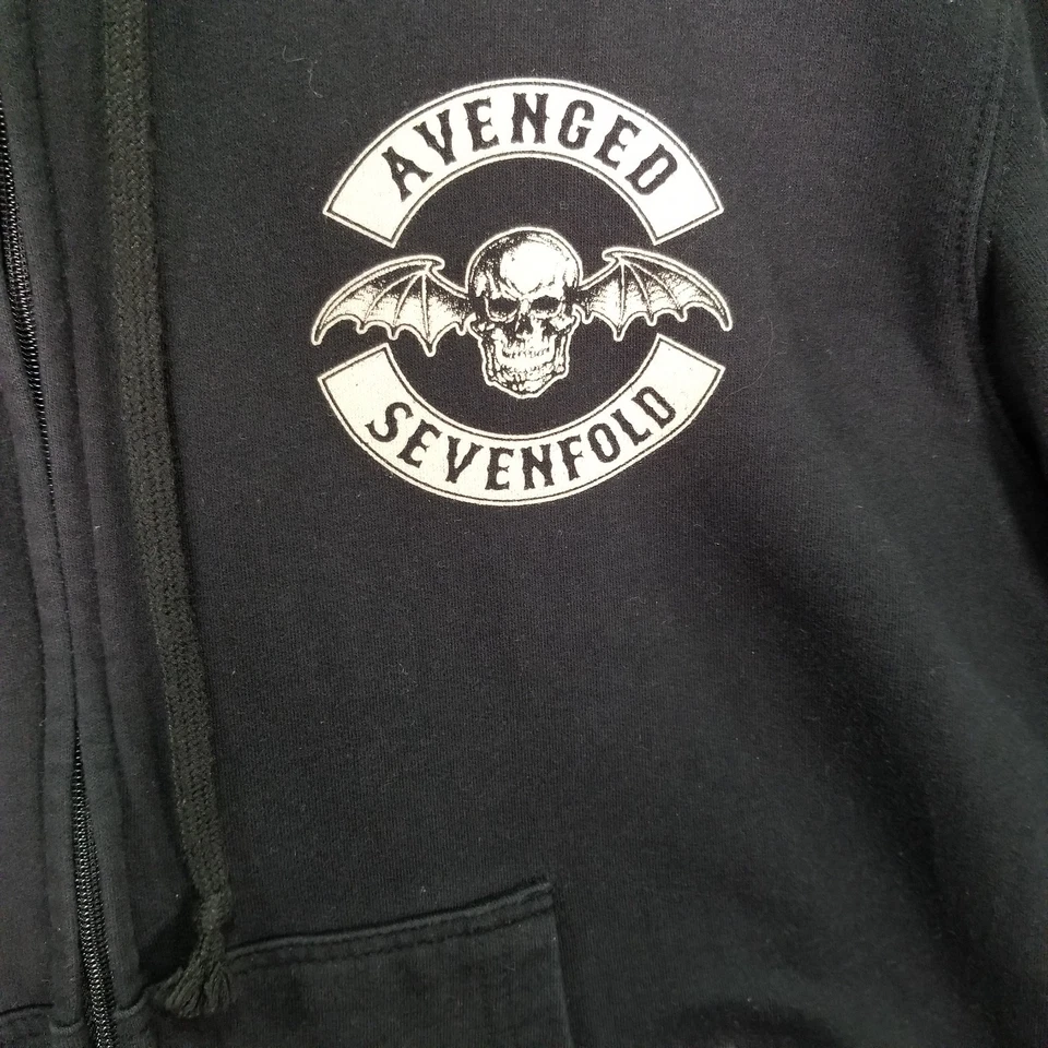 Sudadera con Capucha Avenged Sevenfold Talla M Negra Cremallera Completa Bravado Y2K Gráficos Delanteros y Traseros Foto 3 de 4