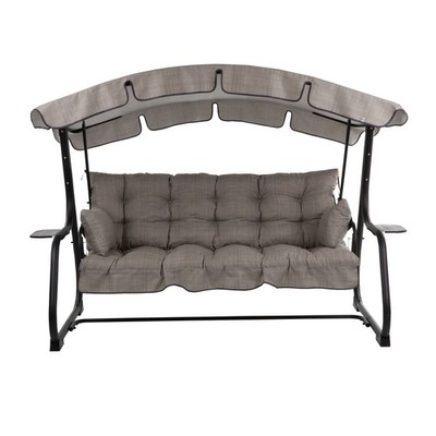 PATIO Hollywoodschaukel mit Sonnendach Ravenna Black Seitenkissen Federkern