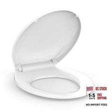Commercial Toilet Seat, Soft Close Lid, No-Wiggle Bottom Lock, Round White