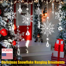 Crystal Snowflake Christmas Hanging Ornaments Home Holiday Xmas Party Decoration