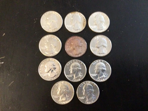 11   BU. Washington quarters, 90% Silver, early 60s