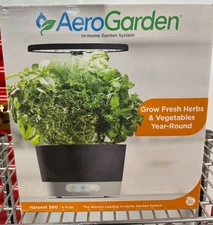 AeroGarden Harvest 360 Indoor Hydroponic Garden LED Light & Herb Kit, Black