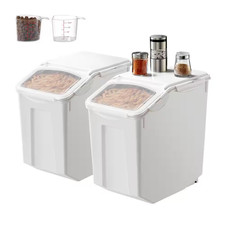Rice Storage Container, 4.5Gal./20L X2 Capacity Large Dog Food Dispenser Bin, Ki