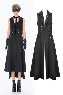 Dark In Love Women Steampunk Fitted Vest Metal Rivet Decoration Sleeveless Coat