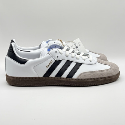adidas Samba OG White/Black/Clear Granite Leather Low Top Gum Sole B75806