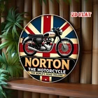 Norton Motorcycle Tin Metal Signs Home Décor 8x8 Vintage British Racing with Un