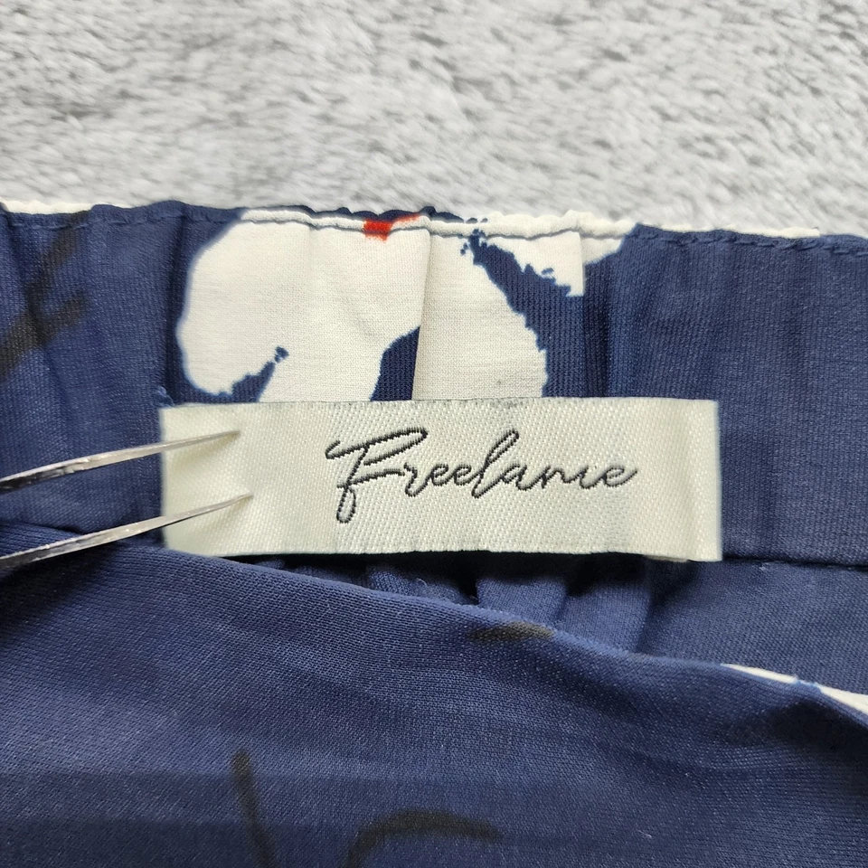 Freelance Skirt Womens S Blue White Floral Midi A-Line Preppy Modest Side Zip - Image 3 of 4