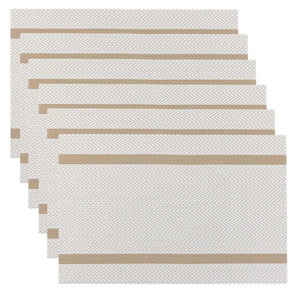 Space Saving 6Pcs Heat Resistant PVC Placemats for Dining Table 45x30cm - Image 2 of 4