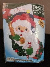 16" Design Works "Holly Santa" Christmas Stocking Kit 5004 Felt Sequins