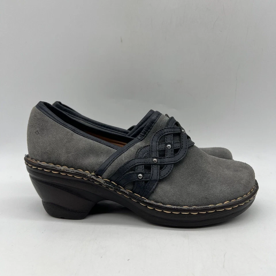 Zueco sin cordones Softspots para mujer gris negro gamuza punta redonda talla 7,5 W Foto 2 de 4