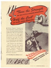 1947 J.H. Williams & Co. Ad: Superior Wrenches & Tools of Buffalo, New York