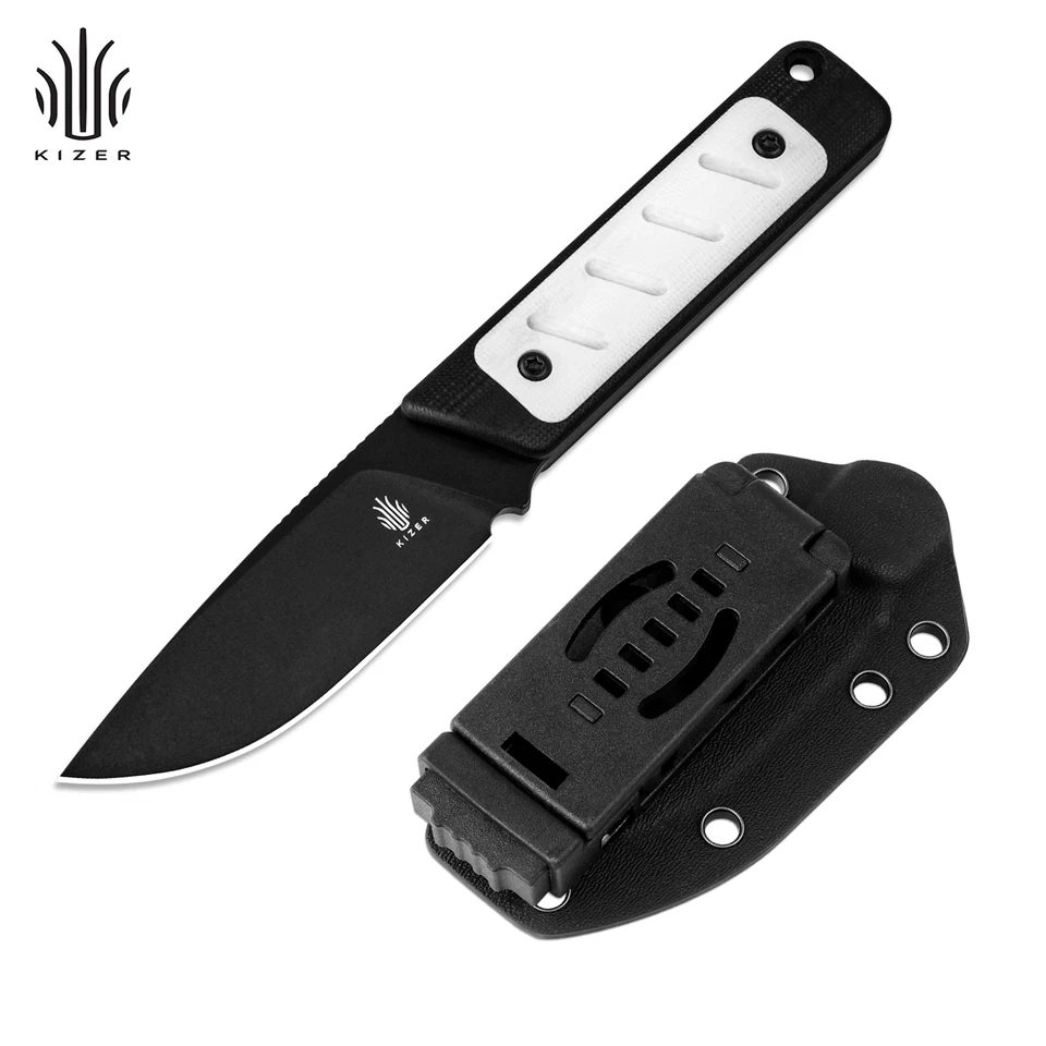 Kizer Smolt Drop Point Pocket Fixed Knife 3V Blade G10 Handle With Sheath 1063A3