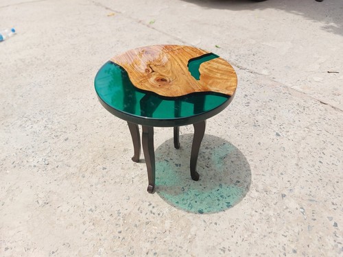 Epoxy Table, Live Edge Wooden Table , Epoxy Resin River Table, Round Natural Woo - Picture 3 of 18