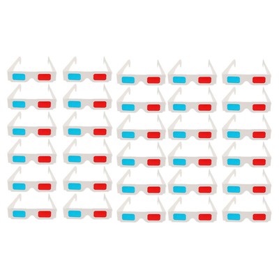 30pcs 3D Anaglyph Glasses Movie Watching Glasses Cyan Frame Glasses