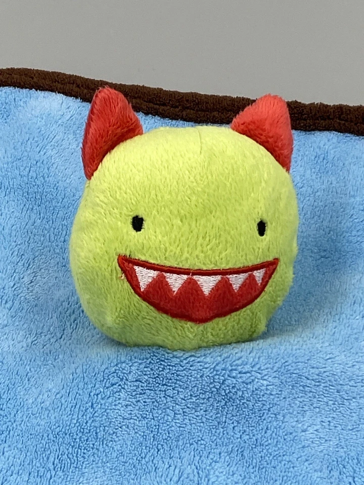 2012 Babies R Us 怪物毛绒婴儿 Lovey 安全毯绿色蓝色 12 — 第 2/4 张图片