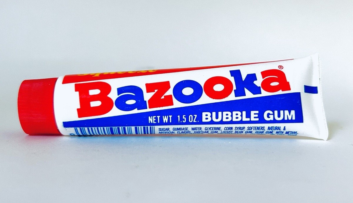 Vintage 1983 Topps BAZOOKA Bubble Gum Tube 2.25” Candy Container