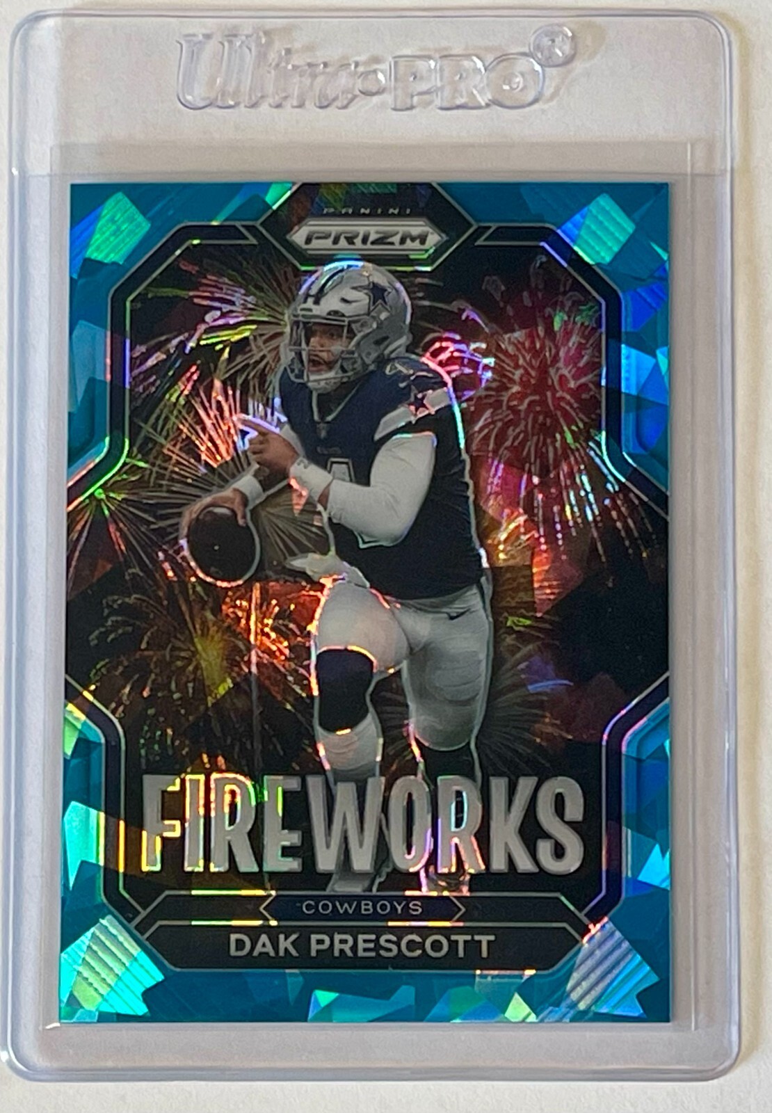 Dak Prescott 2022 Panini Prizm Fireworks #F-8 Blue Ice /99
