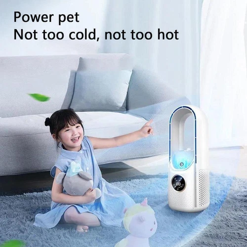 Portable Air 6 Speed Silent Timer Air Conditioner Cooler Leafless Electric Fan - Picture 8 of 18