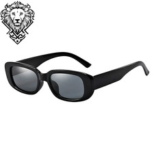 Women  s small frame black rectangle UV400 fashion outdoor sunglasses