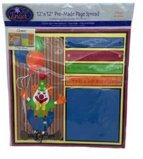 Just Jinger Clown Scrapbooking 12  X 12  Pre-made 2-Page Spread New 