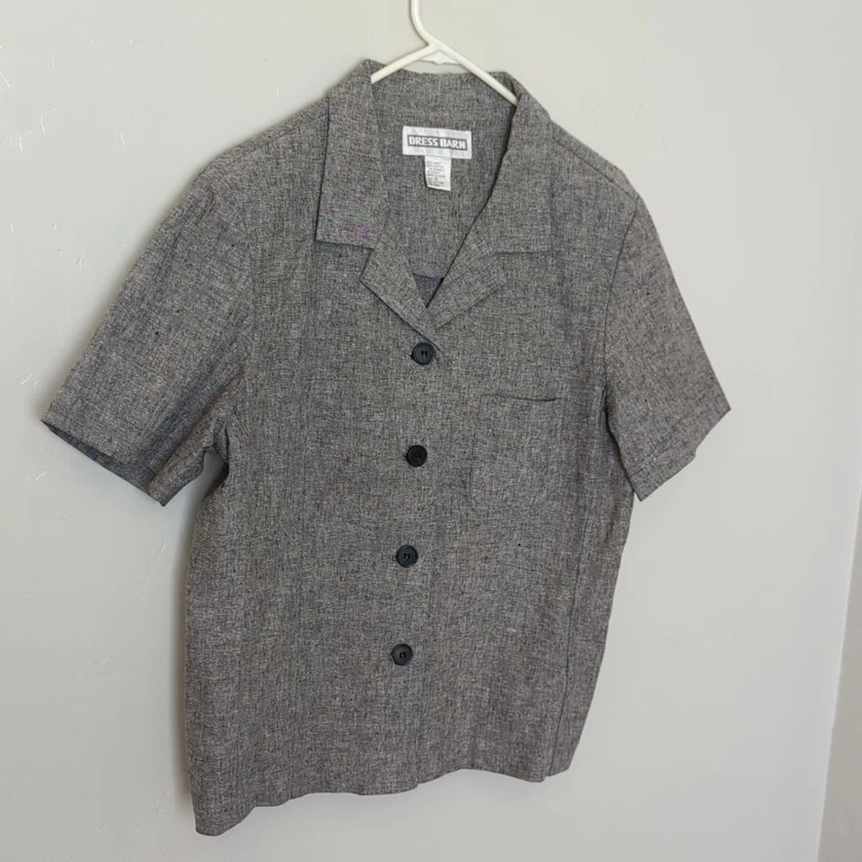 Платье сарая серый льняной смеси официальный винтажное платье костюм L - Изображение 3 из 4