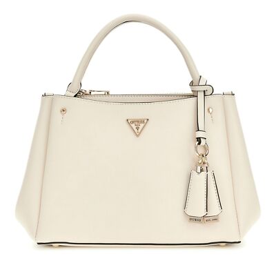 GUESS Nastra Multi Comp Satchel Handtasche Umhängetasche Cream White creme Neu