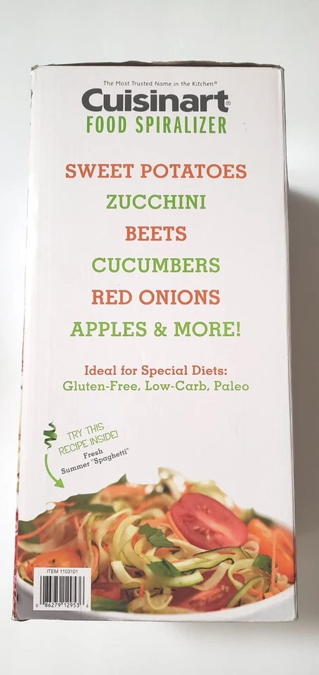 Cuisinart Food Spiralizer 3 Cutting Options 4 Cup Dishwasher Safe~Brand New - Image 2 of 3