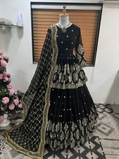 INDOWESTERN GEORGETTE BLACK TOP LEHENGA PAKISTANI WEDDING LENGHA READYMADE
