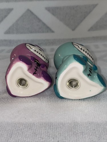 UNIE FURRY BONES Purple And Blue Salt And Pepper Shakers Set Some Cracks Read - Picture 7 of 21
