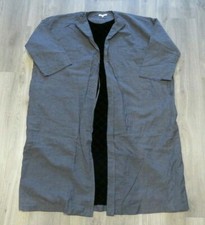 Sula Grey Linen Cotton Velvet Lined Oversized Long Jacket Coat M/l Medium Large