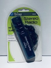 Uninex Audio FM Scan Stereo Radio With Light Earbuds  Belt Clip VS-60 Blue