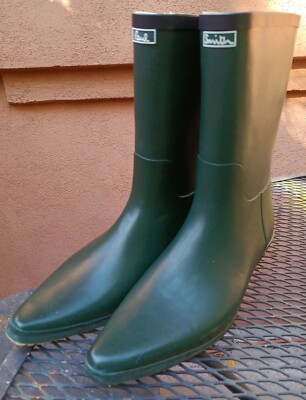 PAUL SMITH GREEN RAIN  BOOTS GALOSHES  KITTEN HEELS SIZE 8/9 BOHO CHIC