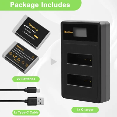 TECMANA 2Pcs NB-13L 1800mAh Akkus+Ladegerät für Canon PowerShot SX620 SX720 SX730 SX740