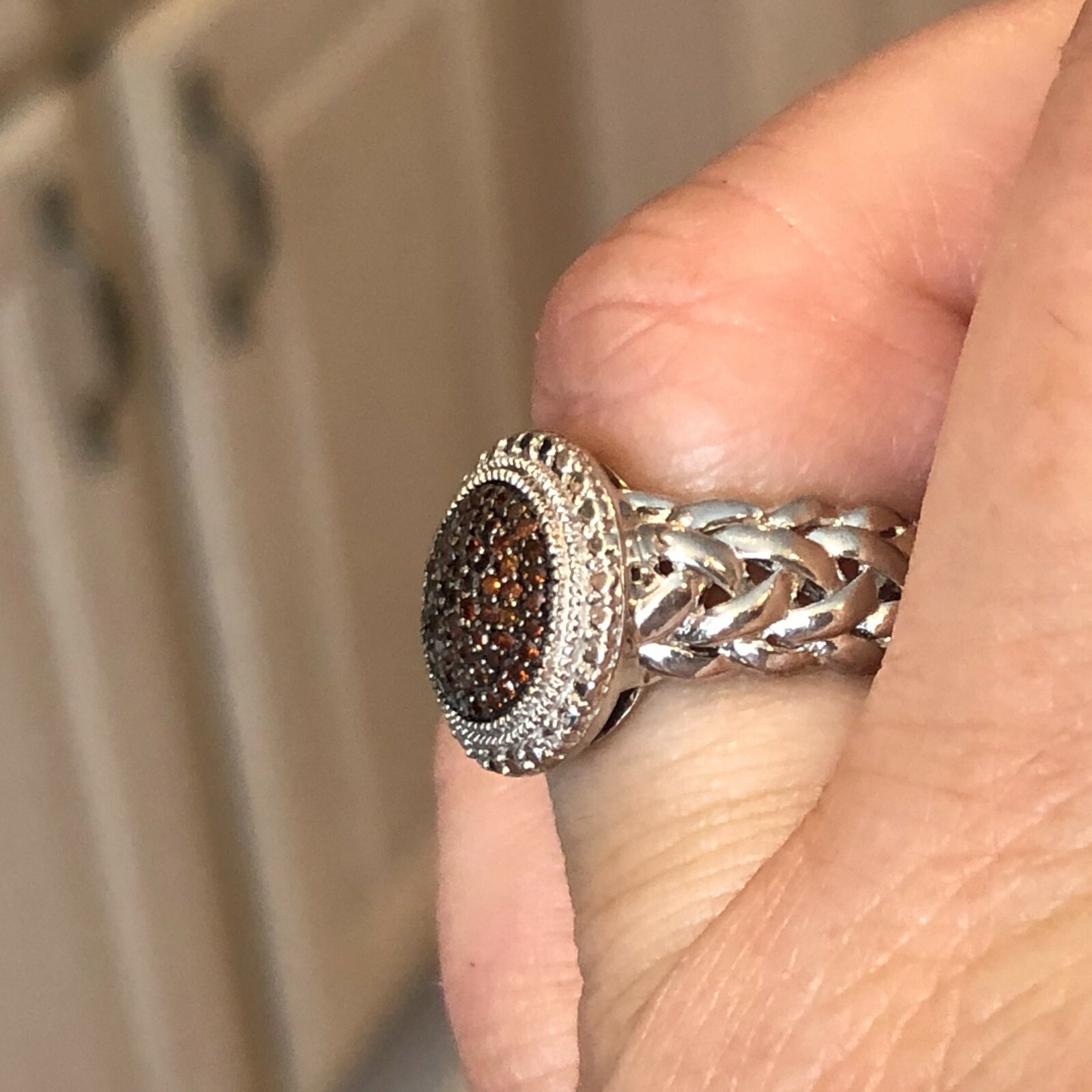 Affinity Diamond Sterling Silver Textured Band Re… - image 4