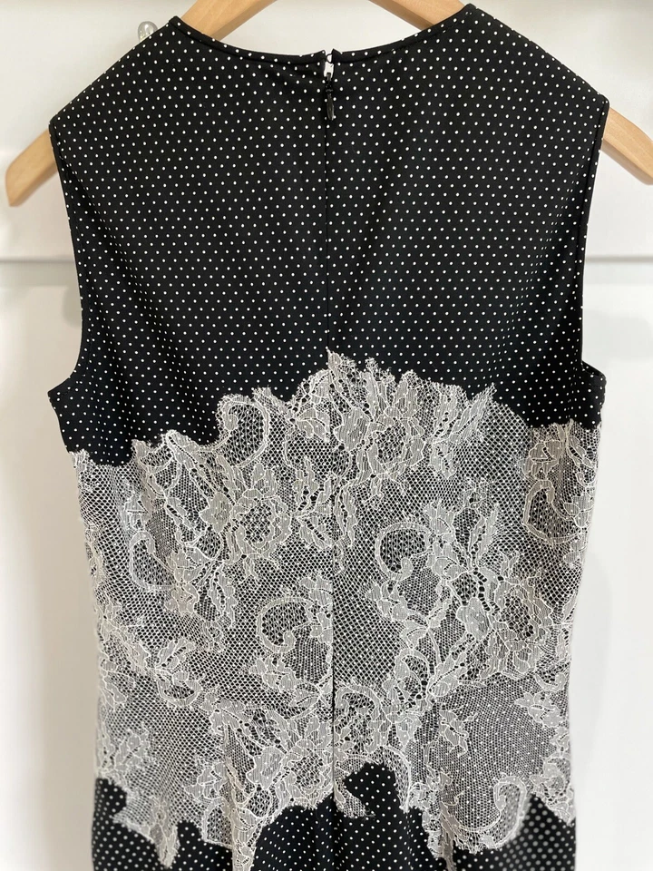 Vestido Vaina Clásico VALENTINO Negro Lunares Lana Worsted EE. UU. 2/4 $2870 Foto 3 de 4