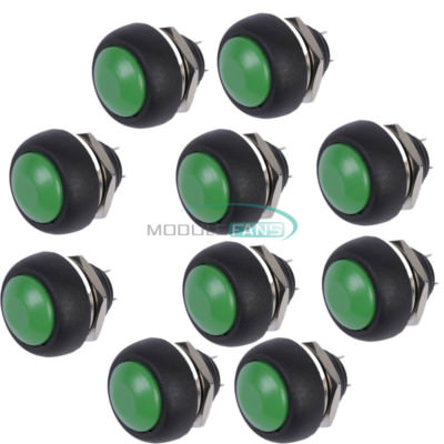 10 STCK. 12 mm Wasserdicht Momentan Ein/Aus Drucktaster Mini Rund Grün Schalter